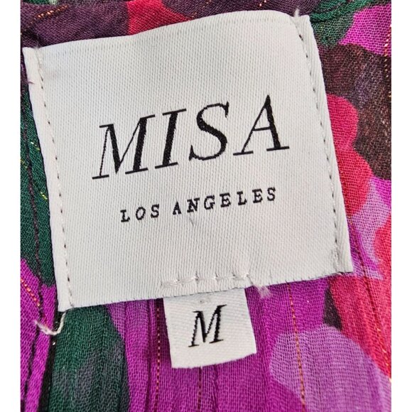 Misa Womens M Floral Ruffle Sleeve Gordana Midi Dress - Picture 15 of 16